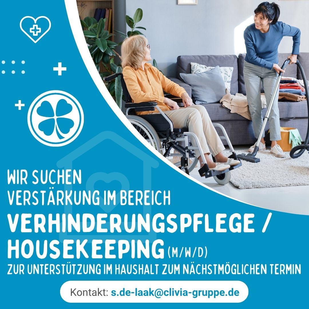 Verstärkung Bereich Verhinderungspflege / Housekeeping