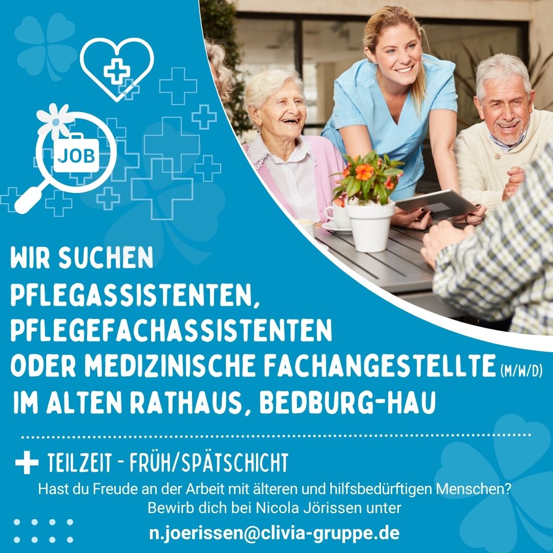 Pflegeassistenten, Pflegefachassistenten oder medizinische Fachangestellte (m/w/d) im Alten Rathaus Bedburg-Hau
